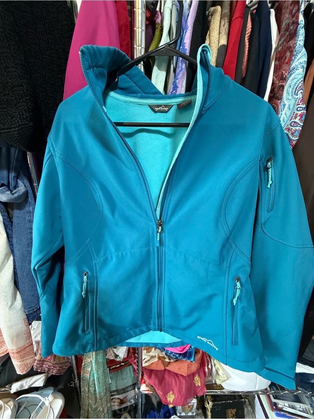 Eddie Bauer Teal Hooded Softshell Jacket